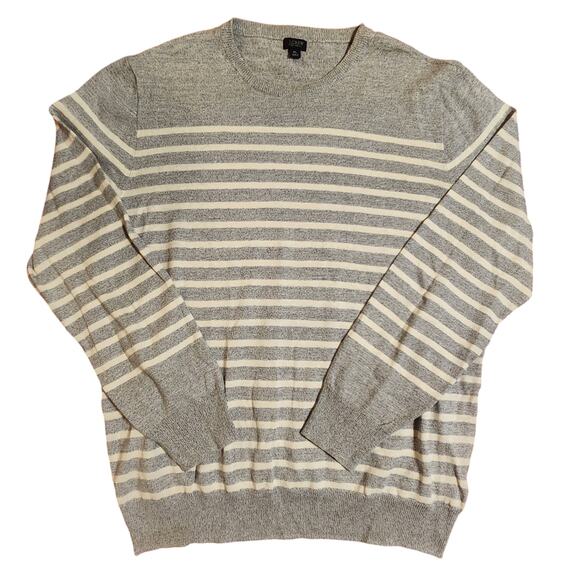 J. Crew Men's Linen Cotton Blend Striped, Crewneck Sweater, size XL - Picture 2 of 9